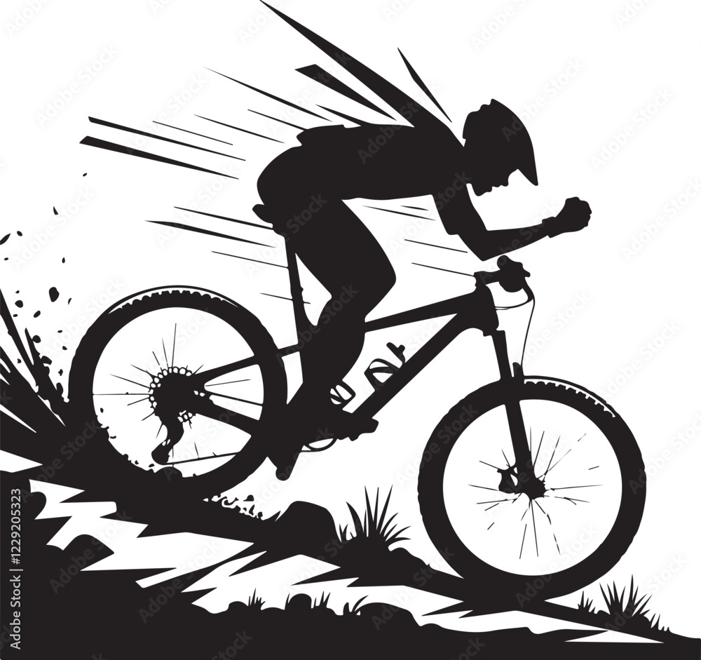 Fototapeta premium Bycycle rider silhouette illustration vector .