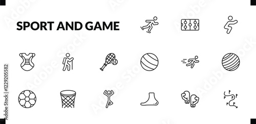 outline sport and game icons set. editable linear hockey arena, squat, chest guard, and other 12 icons in this category isolated on transparent background.