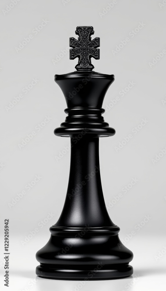 Monolithic chess king poised elegantly in stark monochrome setting Monolithic chess king poised elegantly in stark monochrome setting