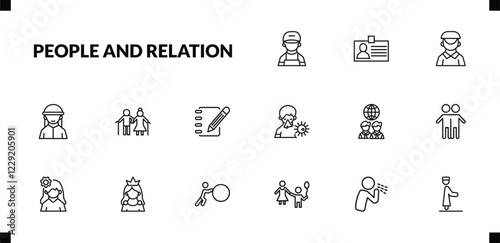 outline people and relation icons set. editable linear identification ard, dutch, bedouin, and other 12 icons in this category isolated on transparent background.