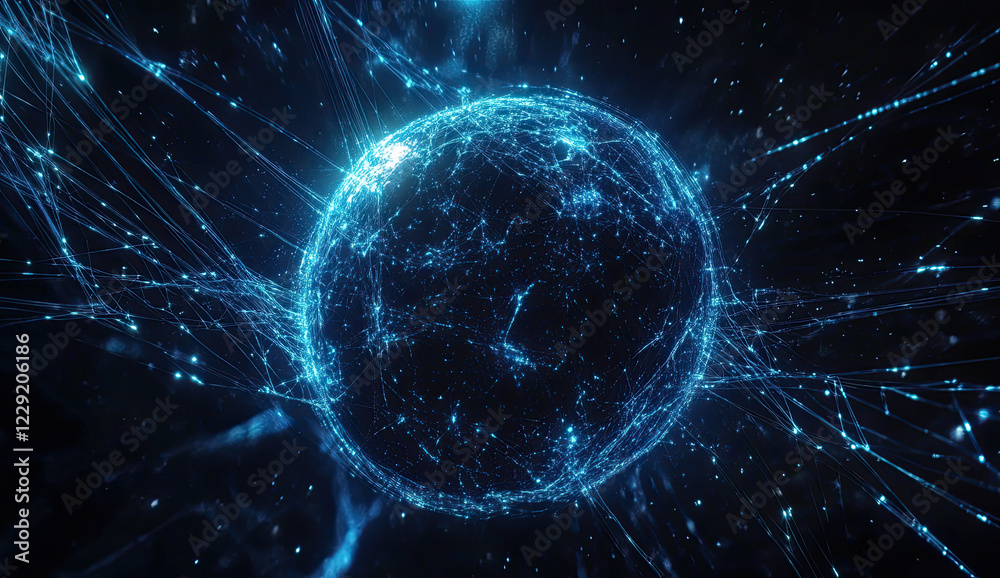 Obraz premium Abstract Digital Globe on a Textured Blue Background