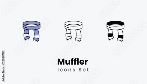 Muffler  Icons thin line and glyph vector icon stock illustration
