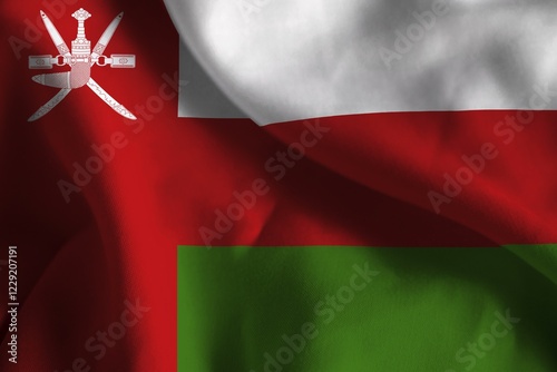 A ruffled fabric flag of Oman photo