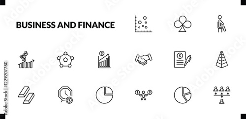 outline business and finance icons set. editable linear club card, sitting, success man, and other 12 icons in this category isolated on transparent background.