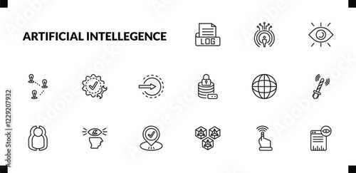 outline artificial intellegence icons set. editable linear telepresence, view, demographic, and other 12 icons in this category isolated on transparent background.
