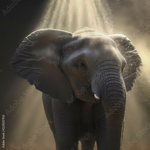 African elephant, also African steppe elephant or African bush elephant (Loxodonta africana), in front of a dusty background, AI generated