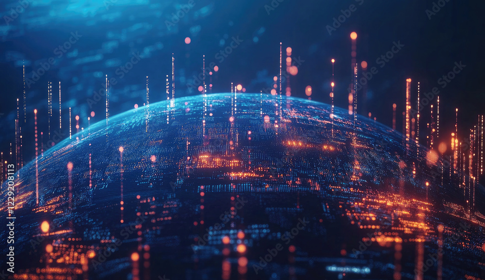 Obraz premium Abstract Digital Globe on a Textured Blue Background