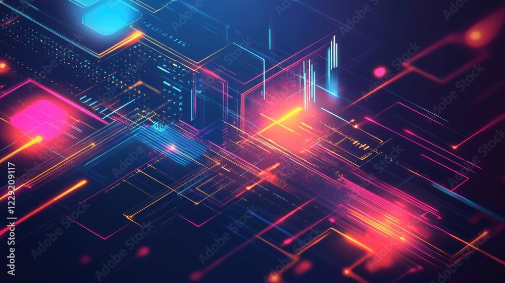 Futuristic digital design with glowing neon geometric shapes, creating a modern, high-tech, and energetic aesthetic Futuristic digital design with glowing neon geometric shapes, creating a modern, high-tech, and energetic aesthetic
