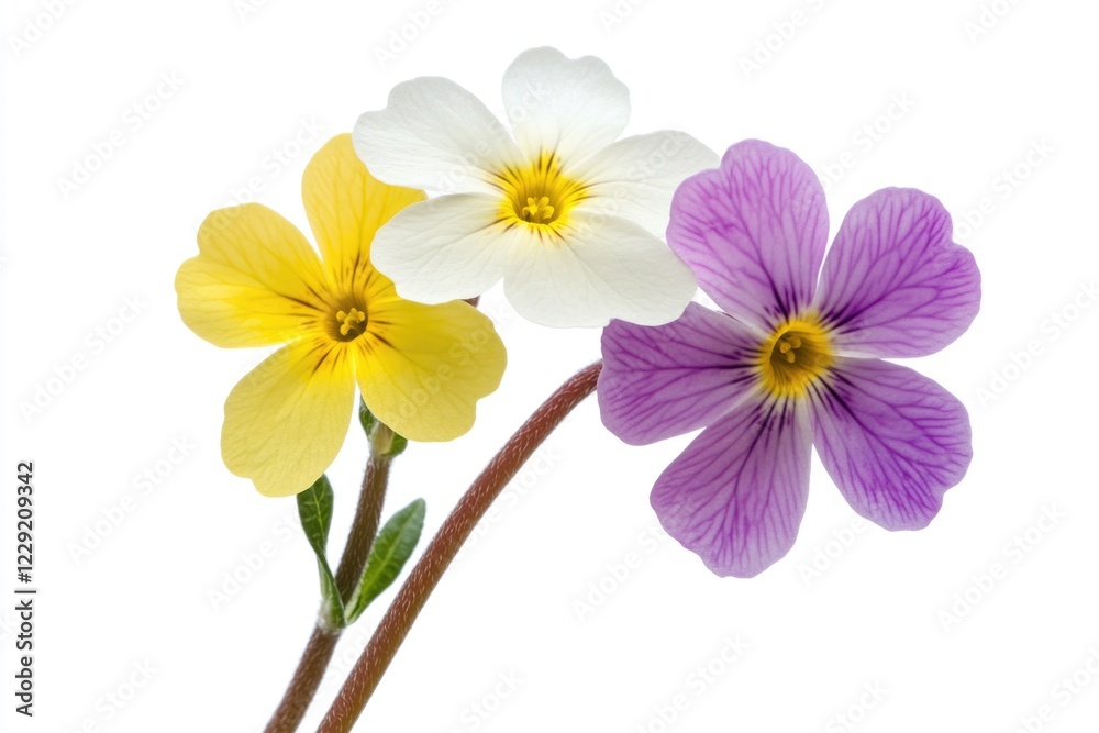 Fototapeta premium Close-up of three flowers growing on a single stem