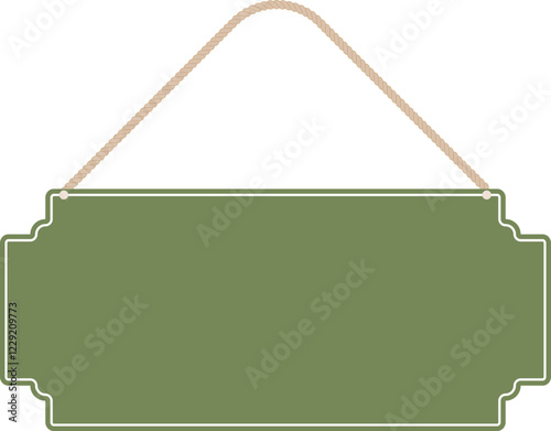 Illustration of a hanging sign board with blank copy space. Empty sign board with rope for your design. 