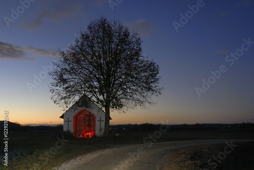 A illuminated chapel in the sunset light - Baden Wuerttemberg, Germany, Europe., Europe photo