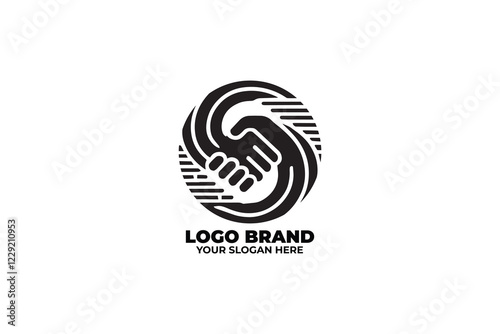 Monochrome logo of Abstract Handshake for Partnership