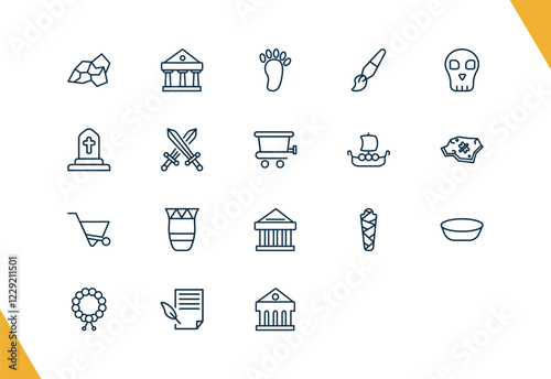 outline history icons set. editable linear 1642648169517100-12.eps,,,,,, pantheon, foot print, and other 17 icons in this category isolated on transparent background.