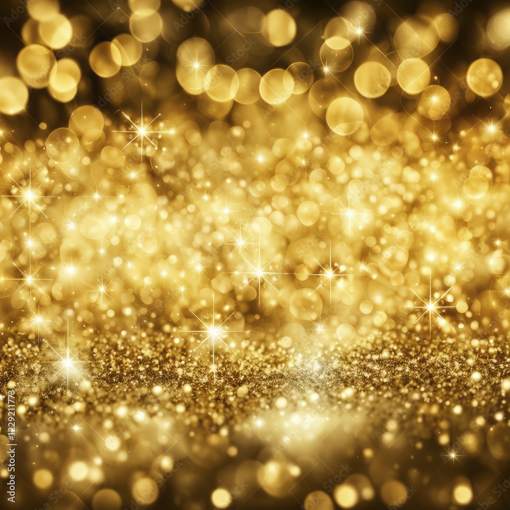 A vibrant display of golden bokeh lights and glitter creating a dazzling and festive ambiance, AI generated A vibrant display of golden bokeh lights and glitter creating a dazzling and festive ambiance, AI generated