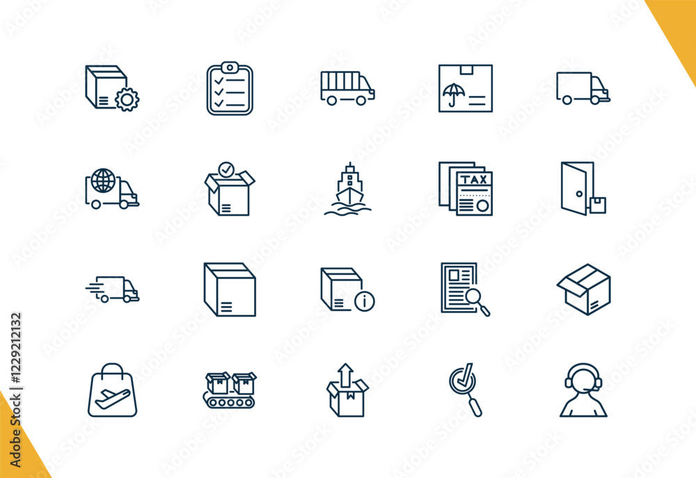 outline delivery and logistics icons set. editable linear clipboard, cargo bus, logistic protection, and other 17 icons in this category isolated on transparent background. outline delivery and logistics icons set. editable linear clipboard, cargo bus, logistic protection, and other 17 icons in this category isolated on transparent background.