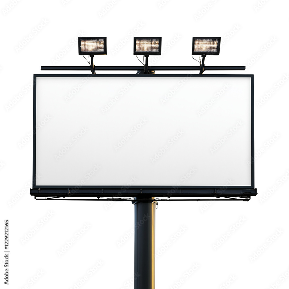 Fototapeta premium a blank billboard with lights on top isolated on a transparent background