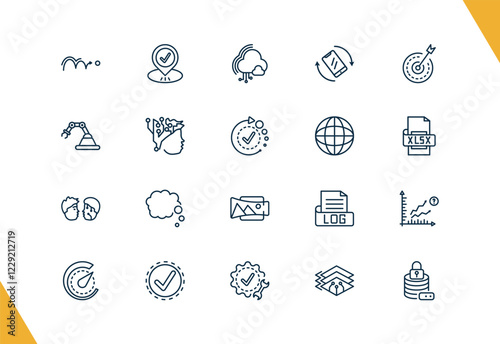 outline artificial intellegence icons set. editable linear visit, cloud computing, tilt, and other 17 icons in this category isolated on transparent background.