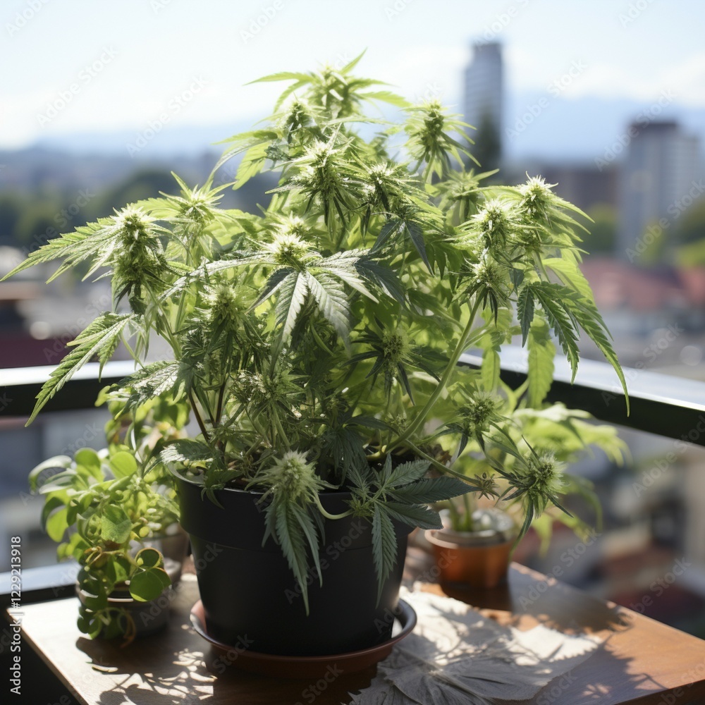Fototapeta premium Hemp (Cannabis sativa) plants AI generated
