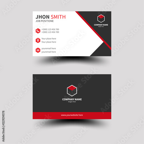 Red modern creative business card and name card horizontal simple clean template vector design