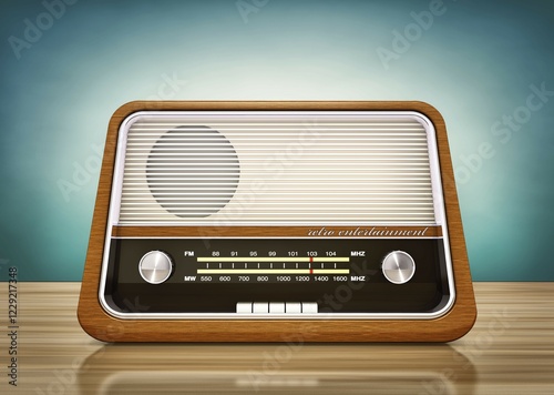 3D rendering of a vintage radio