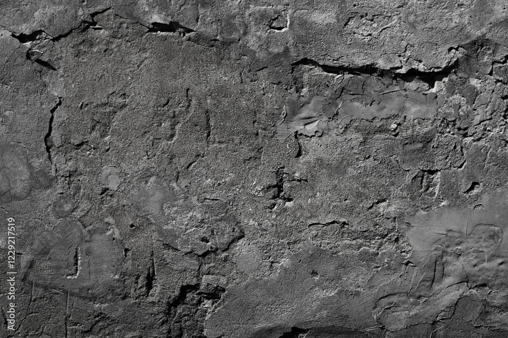 Fototapeta premium Texture of old gray concrete wall with plaster close-up