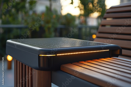 Solar-powered outdoor furniture with charging stations photo