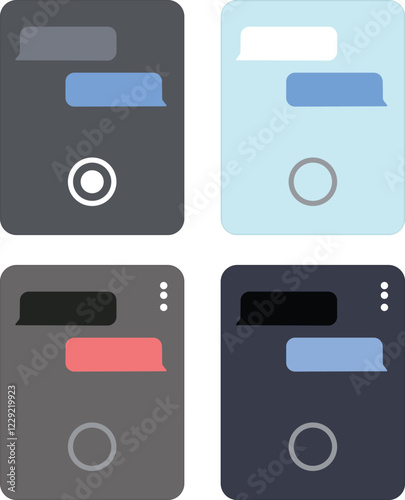 Message bubbles chat vector icons. Vector deign template of message bubbles chat boxes in smartphone mockup app