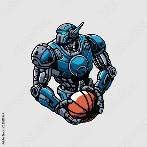 Vector of Mecha bot holding a...