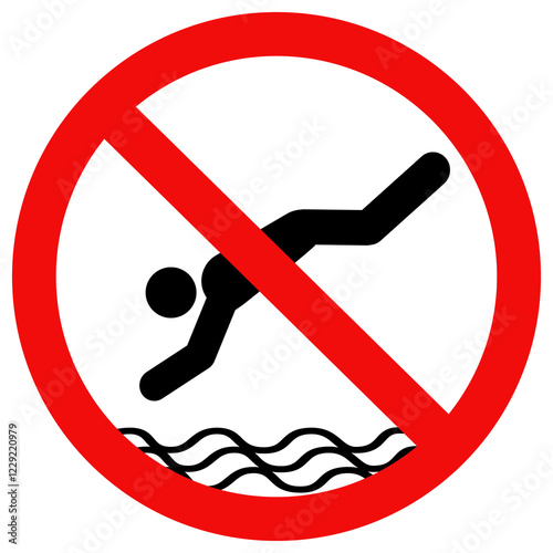 No swimming icon. No jumping or diving into the water icon. Flat style vector illustration editable isolated design.
