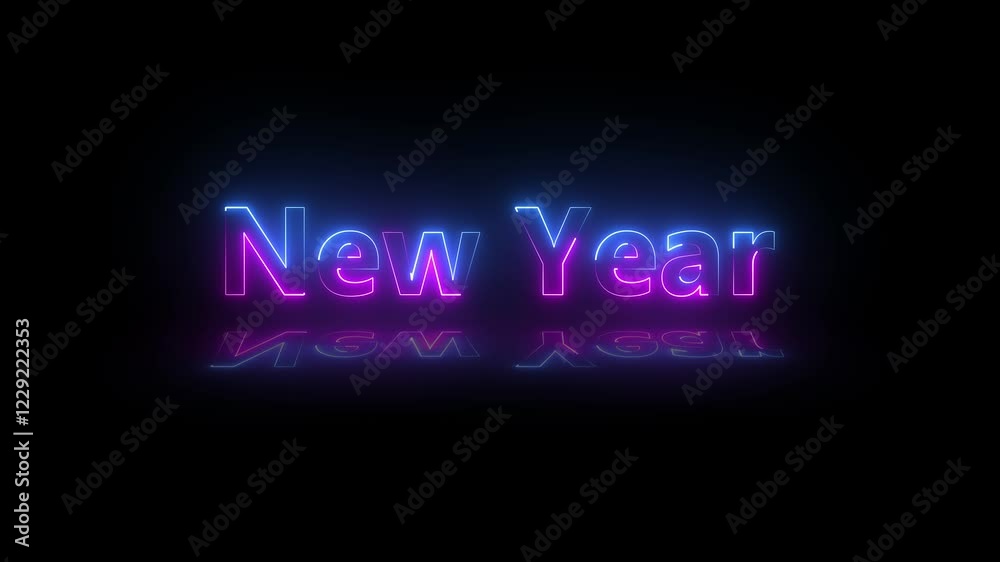 Glowing neon text New Year with creating a festive and luxurious New Year effect. happy new year text written in gold letters on a dark background surrounded by colorful bright bokeh Glowing neon text New Year with creating a festive and luxurious New Year effect. happy new year text written in gold letters on a dark background surrounded by colorful bright bokeh