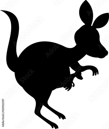 Mother Kangaroo And Baby Silhouette