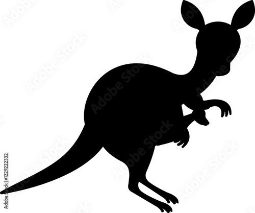 Mother Kangaroo And Baby Silhouette