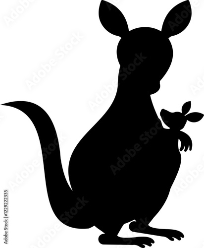 Mother Kangaroo And Baby Silhouette