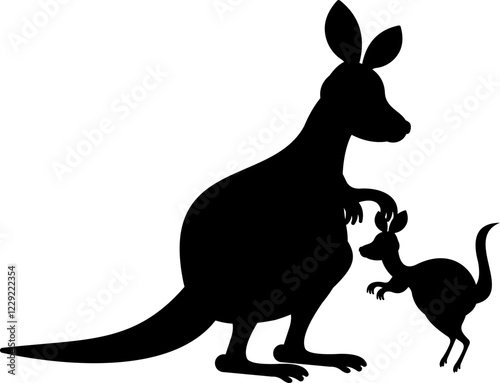 Mother Kangaroo And Baby Silhouette