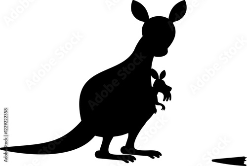 Mother Kangaroo And Baby Silhouette