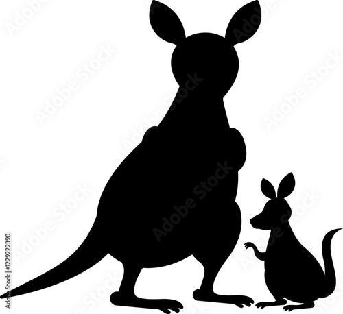 Mother Kangaroo And Baby Silhouette
