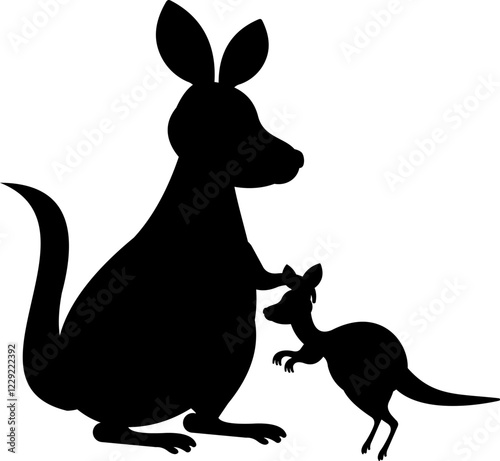 Mother Kangaroo And Baby Silhouette