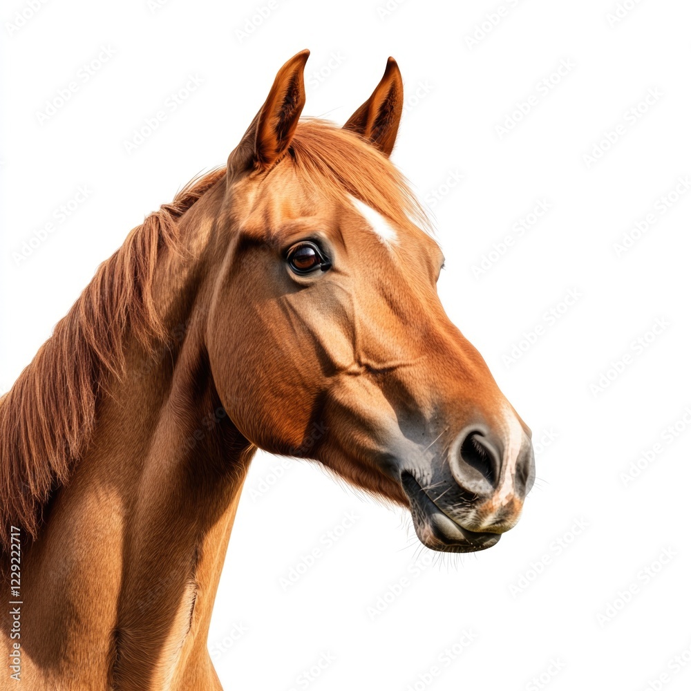 Obraz premium A close-up shot of a horse's head on a white background, great for equine-themed projects