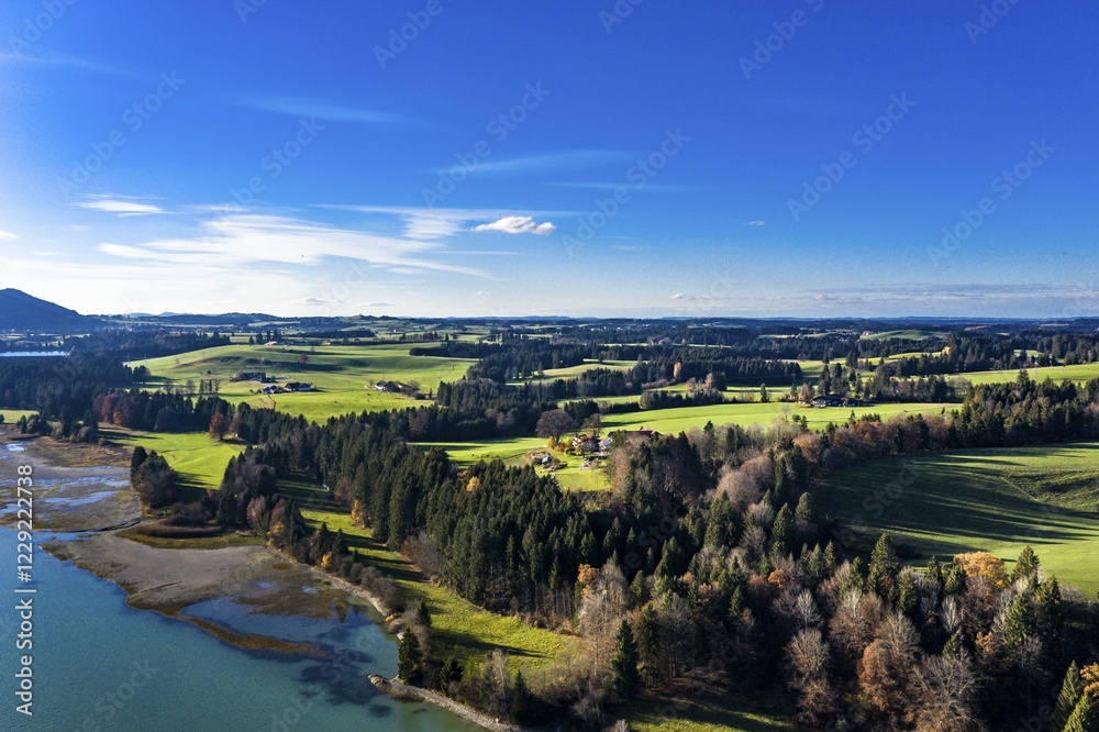 Fototapeta premium Premer Lechsee, Lech, Prem, region Füssen, Ostallgäu, Bavaria, Germany, Europe