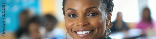 A close-up shot of a person with a happy expression
