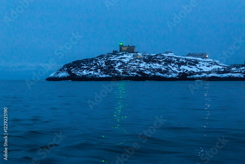 lighthouse on the shore of the Barents Sea