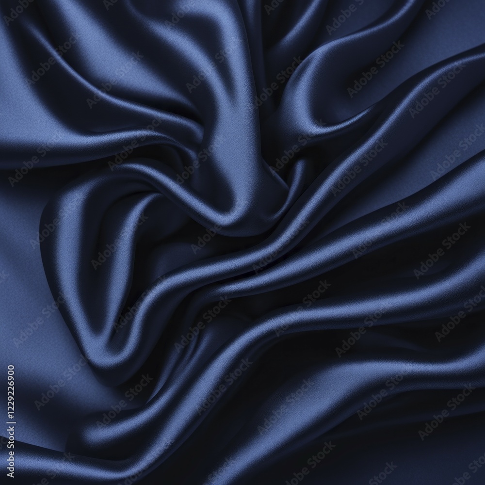 Obraz premium Rich navy blue silk fabric with a smooth and glossy sheen, AI generated