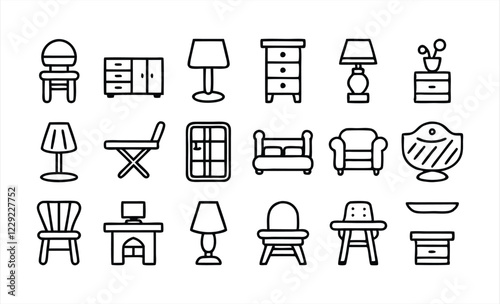 set of line icons related to home furniture  ap