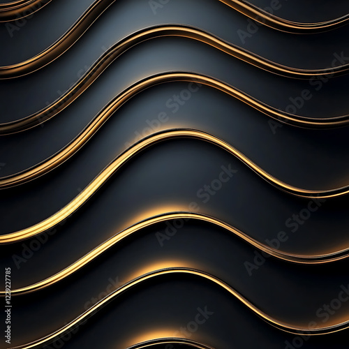Luxury dark background with golden wave patterns, high contrast, elegant design, ideal for product photography and branding, 8K resolution