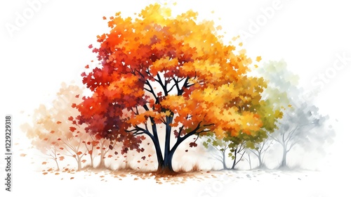 Vibrant autumn tree with colorful leaves.