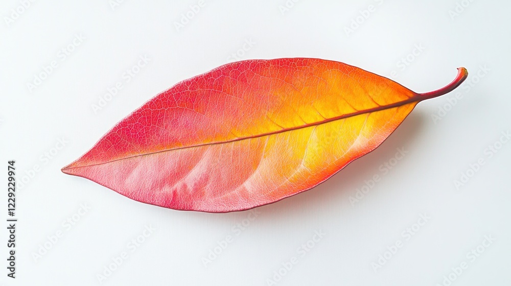 Vibrant Autumn Leaf on White Background Botanical Study Vibrant Autumn Leaf on White Background Botanical Study