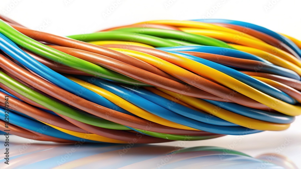 Electric Cable, White Background, Clean Energy, Power Cord, Wiring Stock Photo Electric Cable, White Background, Clean Energy, Power Cord, Wiring Stock Photo