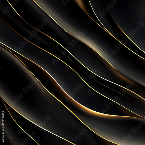 Luxury dark background with golden wave patterns, high contrast, elegant design, ideal for product photography and branding, 8K resolution