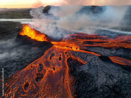 Volcano eruption in Iceland photo