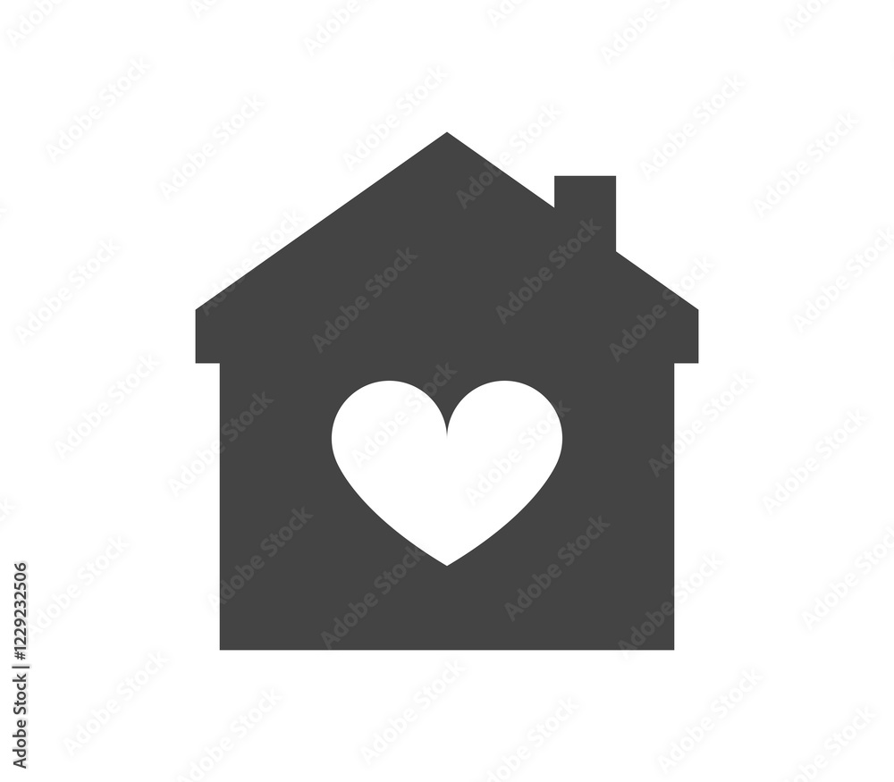 House heart icon illustrated in vector on white background House heart icon illustrated in vector on white background